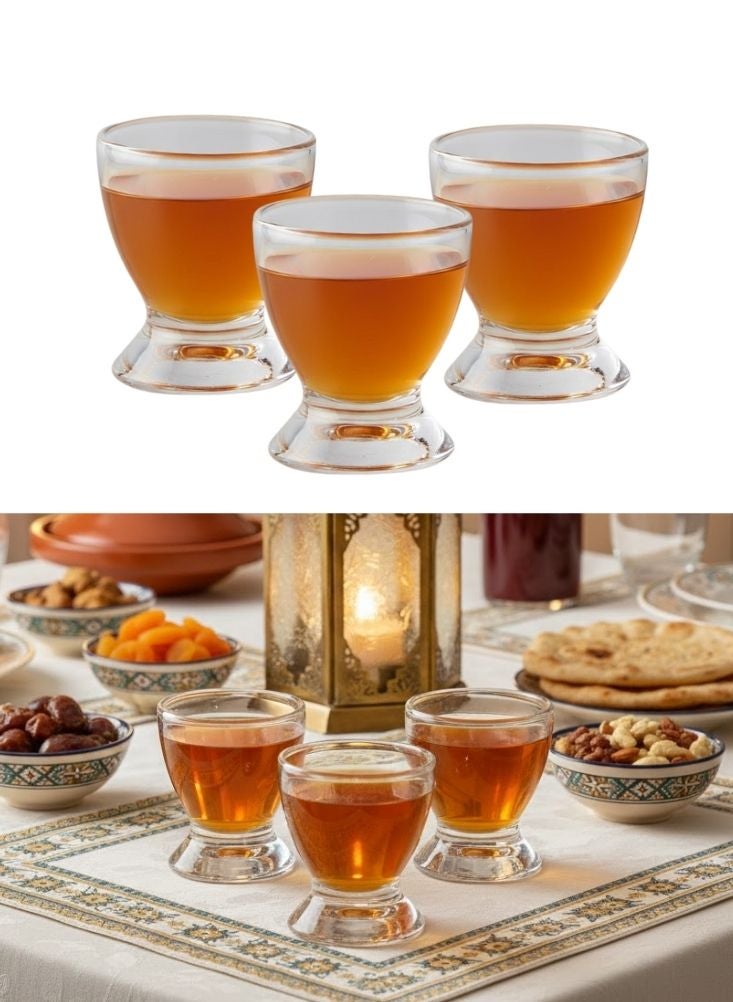 Premium Clear Glass Arabic Tea Cups Set of 3 pcs for Ramadan & Daily Serving - Image 1